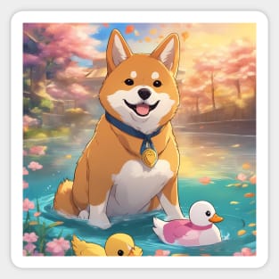 Shiba cute adventure Sticker